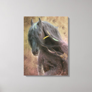 Black Beauty Friesian Horse - Wrapped Canvas