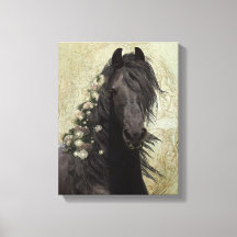 Black Beauty Friesian Horse - Wrapped Canvas