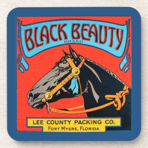 Black Beauty Horse on Red Background Coaster