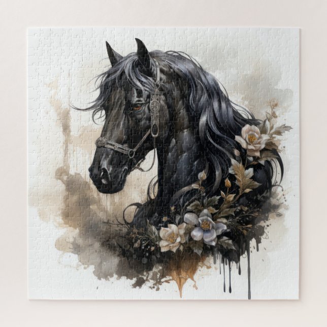 Black beauty horse portrait jigsaw puzzle (Vertical)