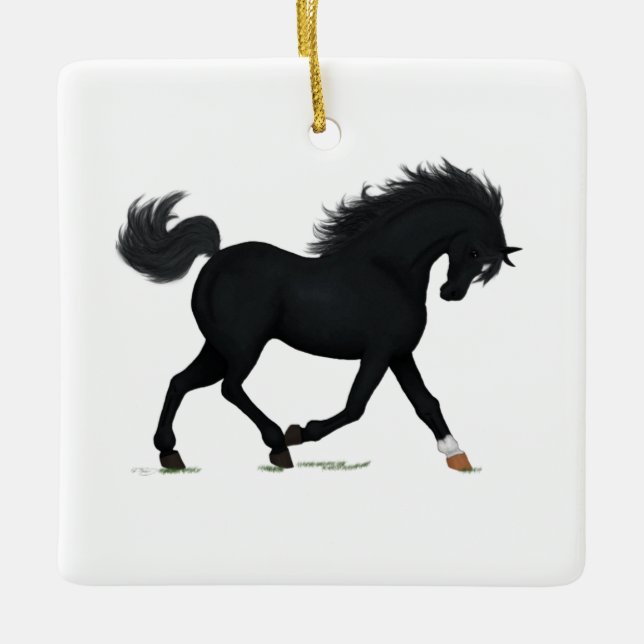 Black Beauty Personalised Christmas Horse Pony Cer Ceramic Ornament (Front)