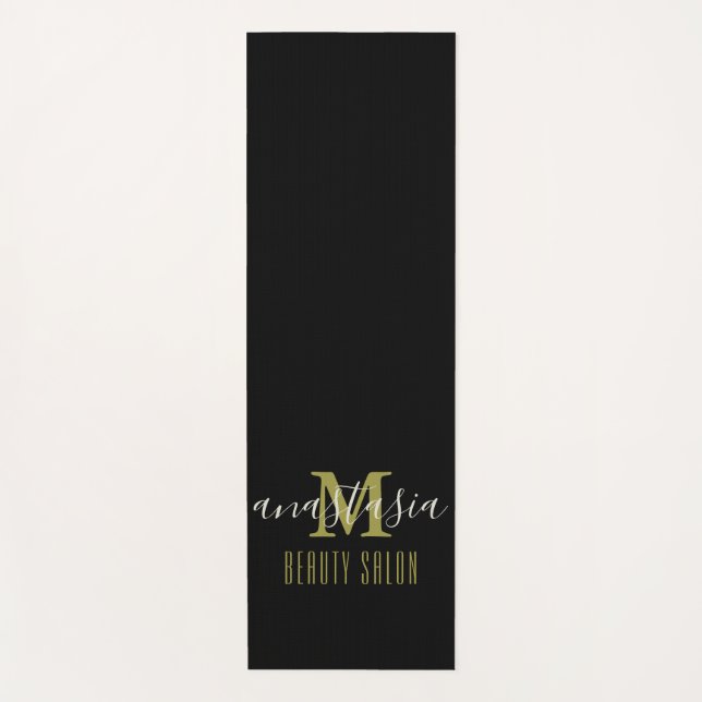 Black Beauty Salon by Anastasia Monogram Yoga Mat (Front)