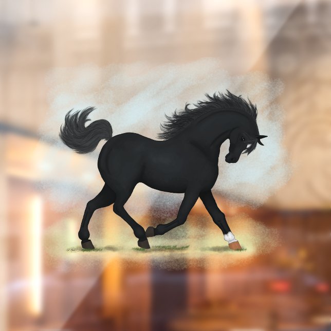 Black Beauty (Star & Sock) Trotting Horse Decal (Sheet 2)