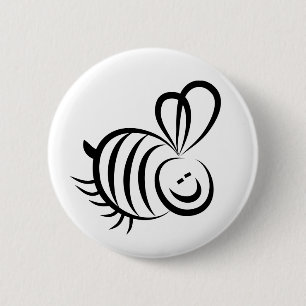 Black Bee 6 Cm Round Badge