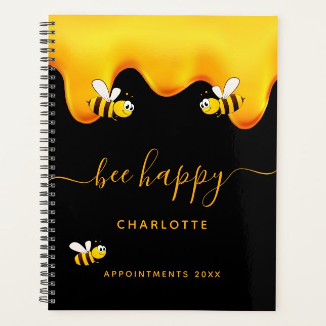 Black bee happy bumble bees sweet honey 2022 planner (Front)