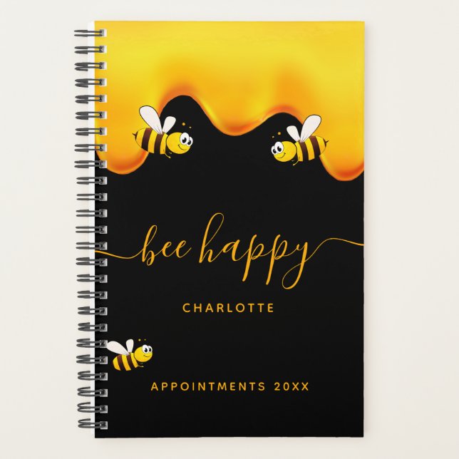 Black bee happy bumble bees sweet honey 2026 planner (Front)