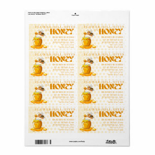 Black Bee Honey Label Metallic Gold Text