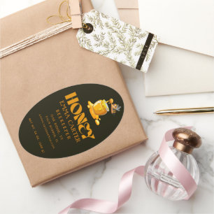 Black Bee Honey Label Metallic Gold Text