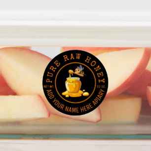 Black Bee Honey Label Metallic Gold Text