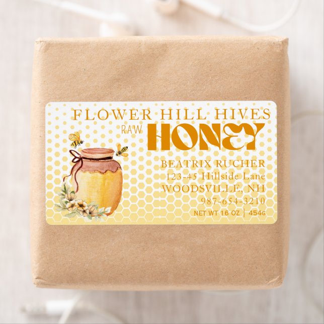 Black Bee Honey Label Metallic Gold Text  (Insitu)