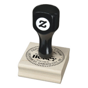 Black Bee Honey Label Metallic Gold Text Rubber Stamp