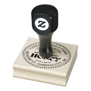 Black Bee Honey Label Metallic Gold Text Rubber Stamp