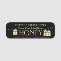 Black Beekeeper Honey Tag with Hives Little Bees