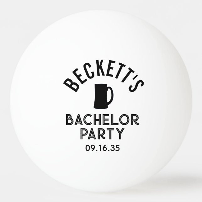Black Beer Mug Bachelor Party Ping Pong Ball (Front)