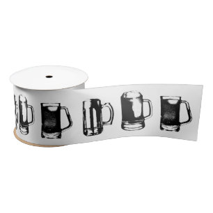 Black Beer Mug Silhouette // Satin Ribbon
