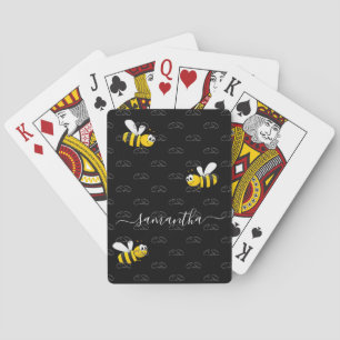 Black bees fun humour monogram playing cards