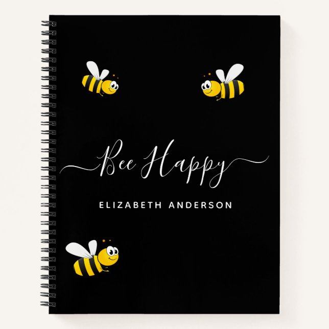 Black bees happy summer name notebook (Front)