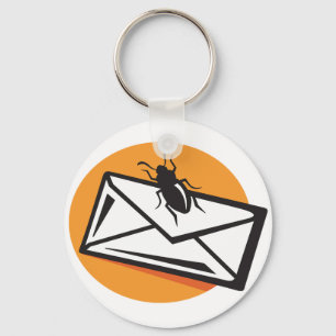 Black Beetle Insect on Envelope Key Ring
