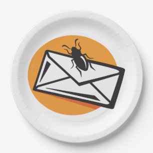 Black Beetle Insect on Envelope Paper Plate