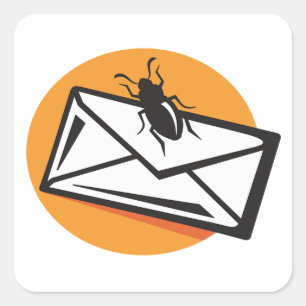 Black Beetle Insect on Envelope Square Sticker