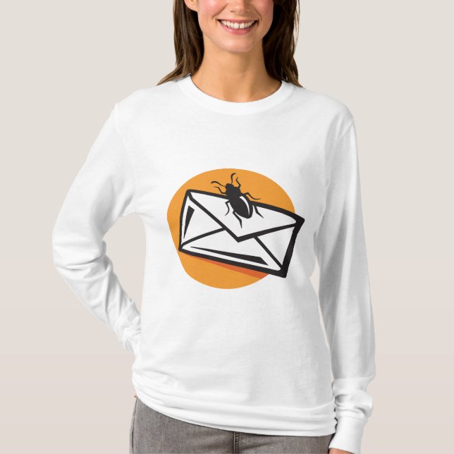 Black Beetle Insect on Envelope T-Shirt (Front)