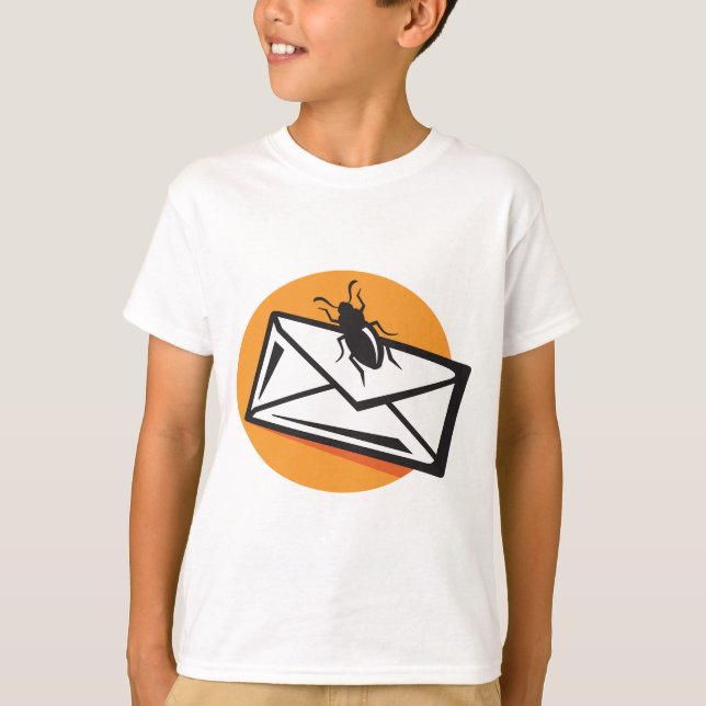 Black Beetle Insect on Envelope T-Shirt (Front)