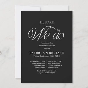 Black Before We Do Wedding Rehearsal Dinner Invitation