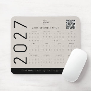 Black Beige 2027 Calendar Business Logo Corporate Mouse Mat