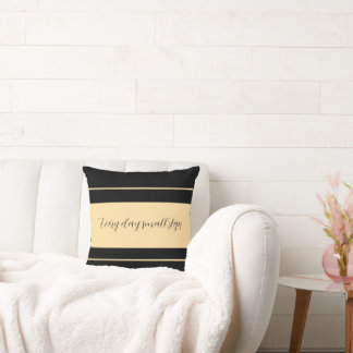 Black & Beige broad striped Cushion