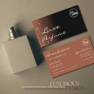 Black Beige Brown Sparkle Glitter Stars with Logo Business Card