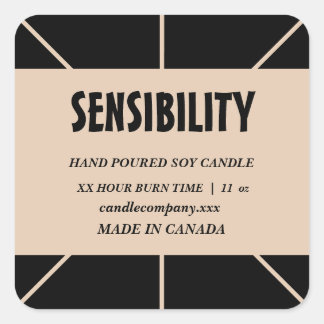 Black Beige Candle Product  Square Sticker