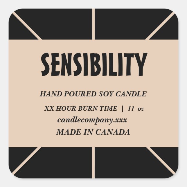 Black Beige Candle Product  Square Sticker (Front)