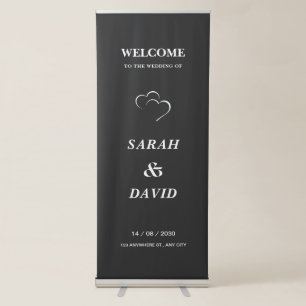Black Beige Elegant Modern Welcome Wedding Retractable Banner