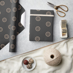 Black Beige Geometric Circle Wrapping Paper