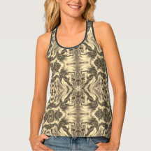 Black, Beige, Grey, Sepia, Mirror Pattern /