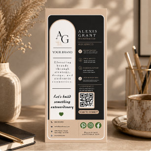 Black Beige Luxury QR Code Appointment Reminder Rack Card