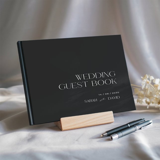 Black Beige Modern Elegant Wedding Foil Guestbook (Creator Uploaded)