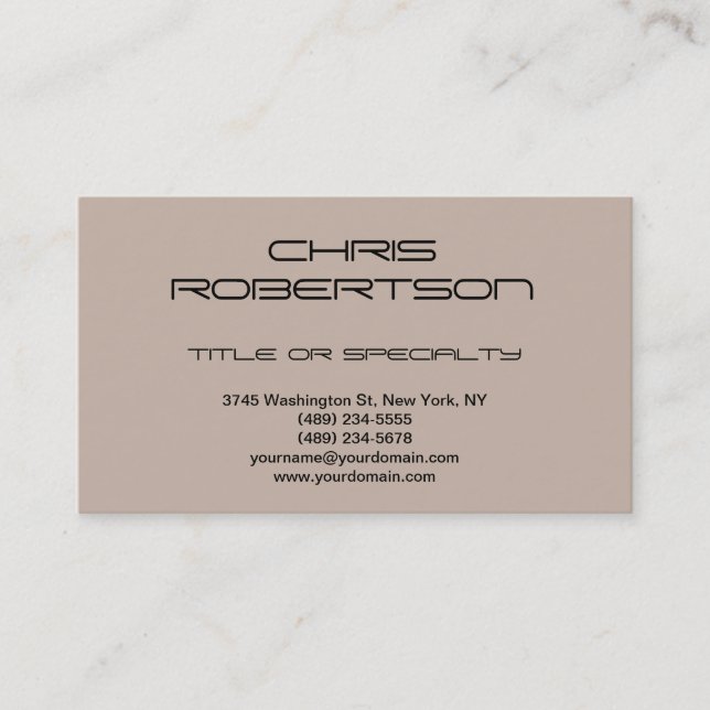 Black Beige Modern Simple Plain Business Card (Front)
