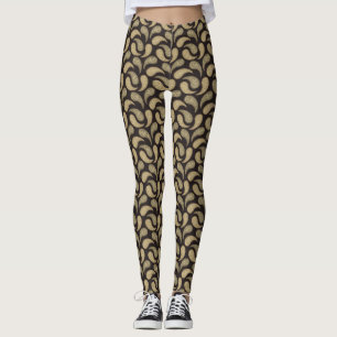 Black-Beige Paisley Pattern Leggings