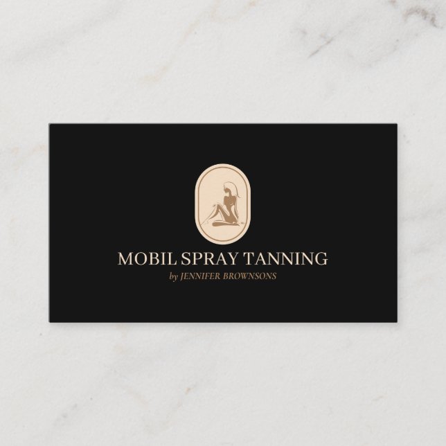 Black Beige Spray Tan Beauty Body Skincare Business Card (Front)