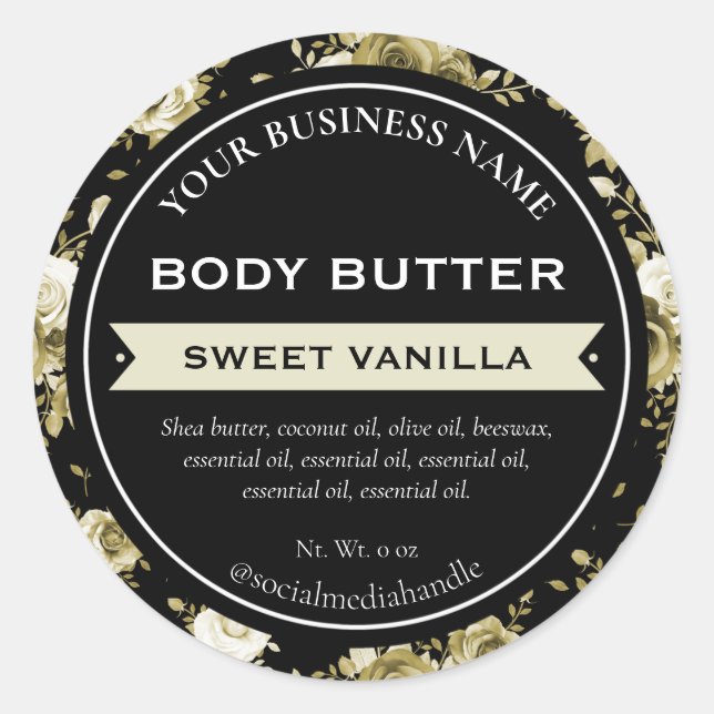 Black Beige Sweet Vanilla Product Labels (Front)