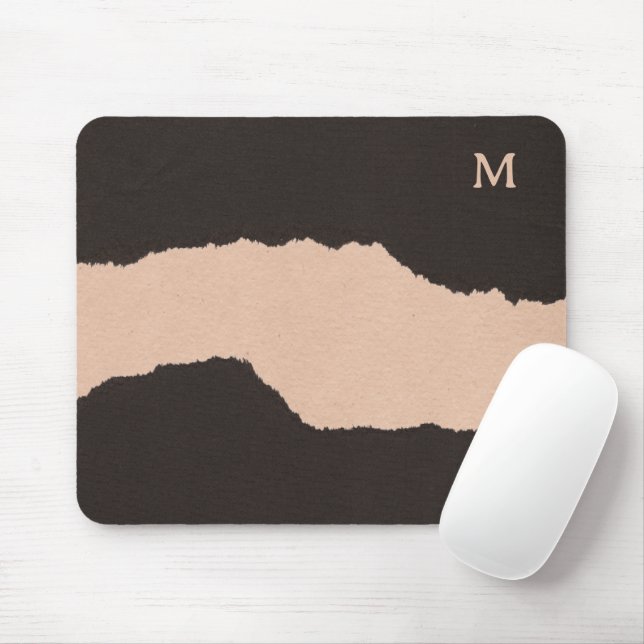 Black & Beige Torn Edges Mouse Mat (With Mouse)