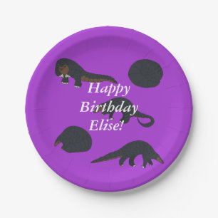 Black bellied  Pangolins Birthday Paper Plate