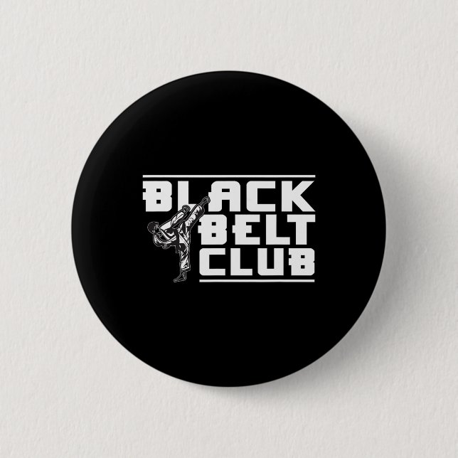 Black Belt Club - Karate Black Belt  6 Cm Round Badge (Front)