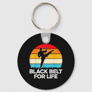 Black Belt for Life - Retro Martial Arts Taekwondo Key Ring