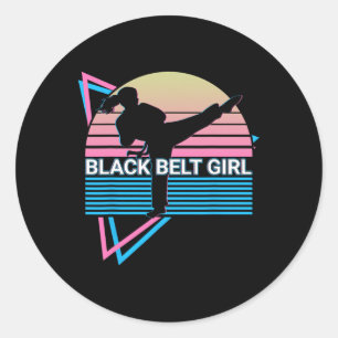 Black Belt Girl - Judo Karate Jiu Jitsu Taekwondo Classic Round Sticker