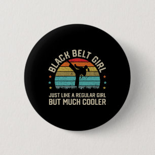 Black Belt Girl Karate Jiu Jitsu Taekwondo Martial 6 Cm Round Badge