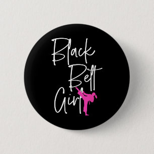 Black Belt Girl Karate Jiu Jitsu Taekwondo Martial 6 Cm Round Badge
