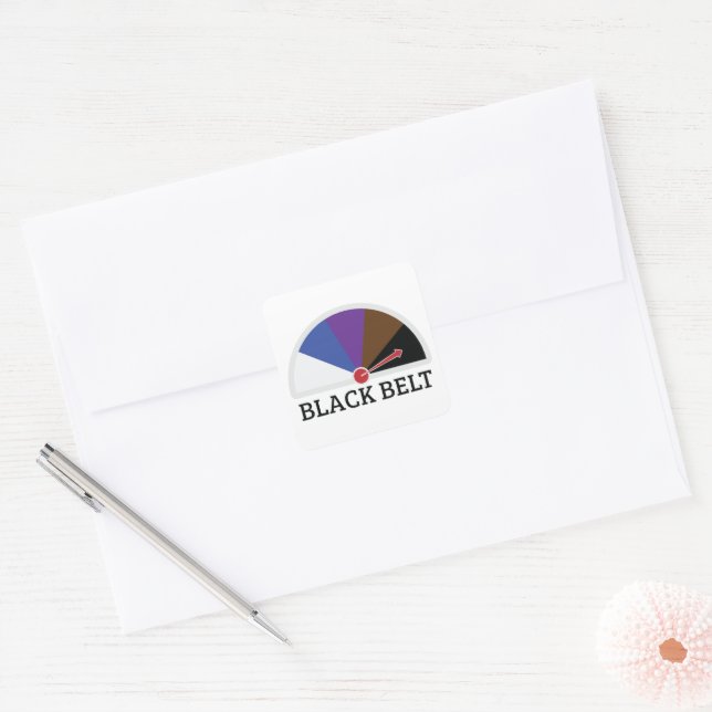 Black Belt Jiu Jitsu Speedometer Square Sticker (Envelope)