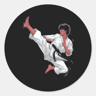 Black Belt Karate Fighter Classic Round Sticker